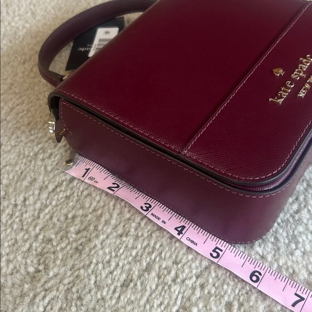 Kate Spade Square CB Soffiano leather bag.  Deep berry color.  NWT - Picture 12 of 12